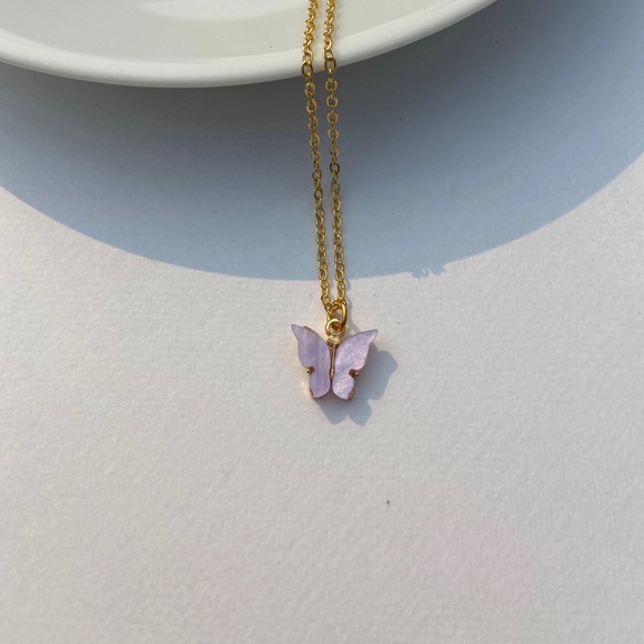Jewelry - Purple Butterfly Gold Necklace
